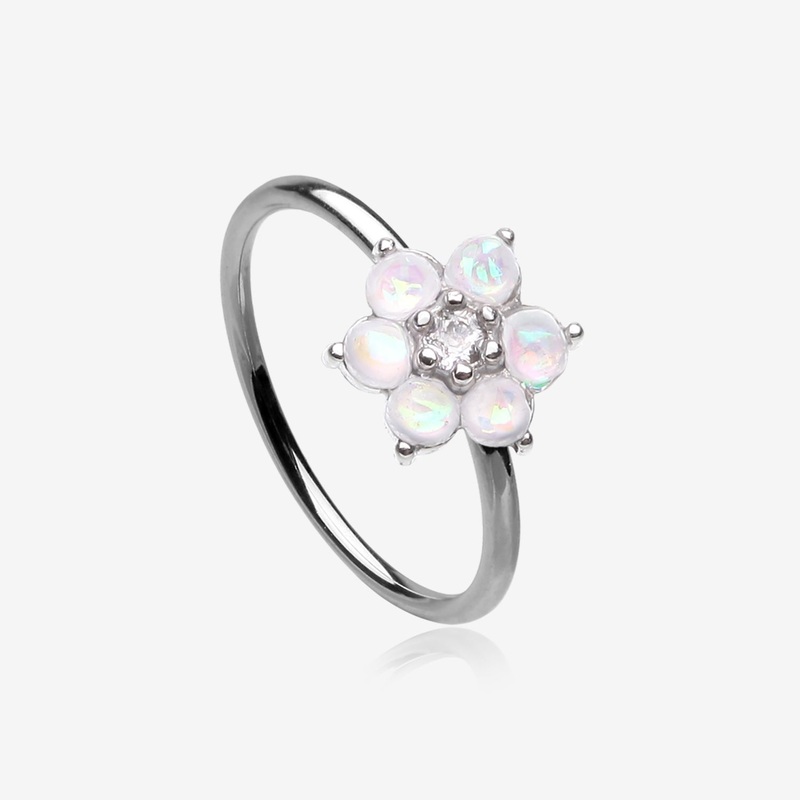 Opalescent Sparkle Spring Flower Bendable Hoop Ring 20 GA (0.8mm), 5/16″ (8mm)