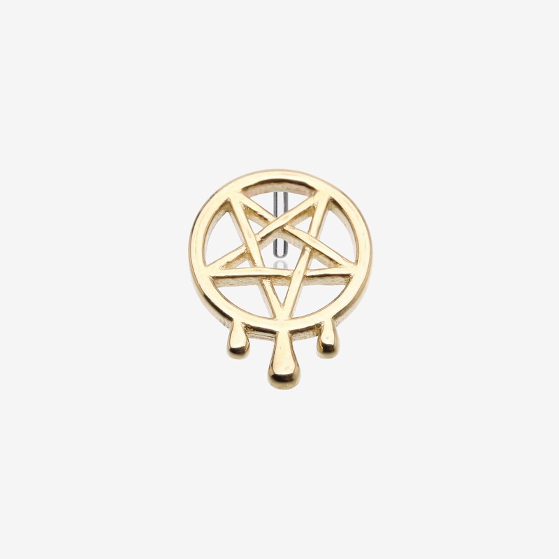 14 Karat Gold OneFit Threadless Dripping Pentagram Top Part