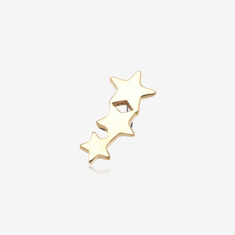 14 Karat Gold OneFit Threadless Triple Shooting Star Top Part