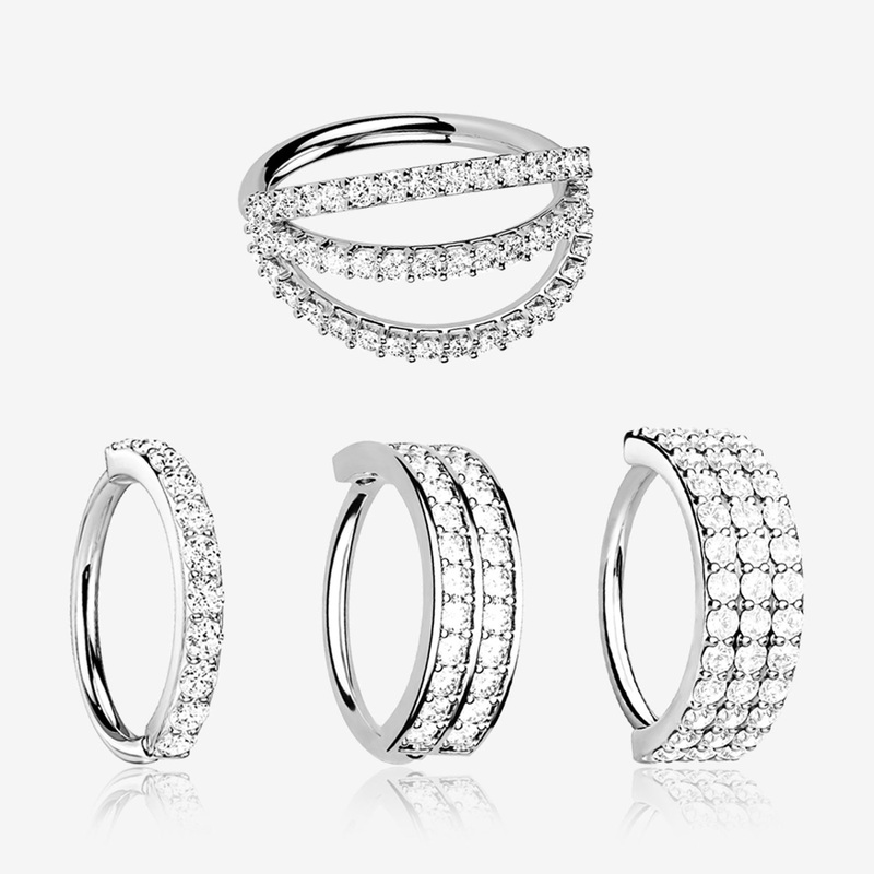 4 Pcs of Assorted Multi-Gem Lined Bendable Hoop Ring Package 16 GA (1.2mm), 5/16″ (8mm)