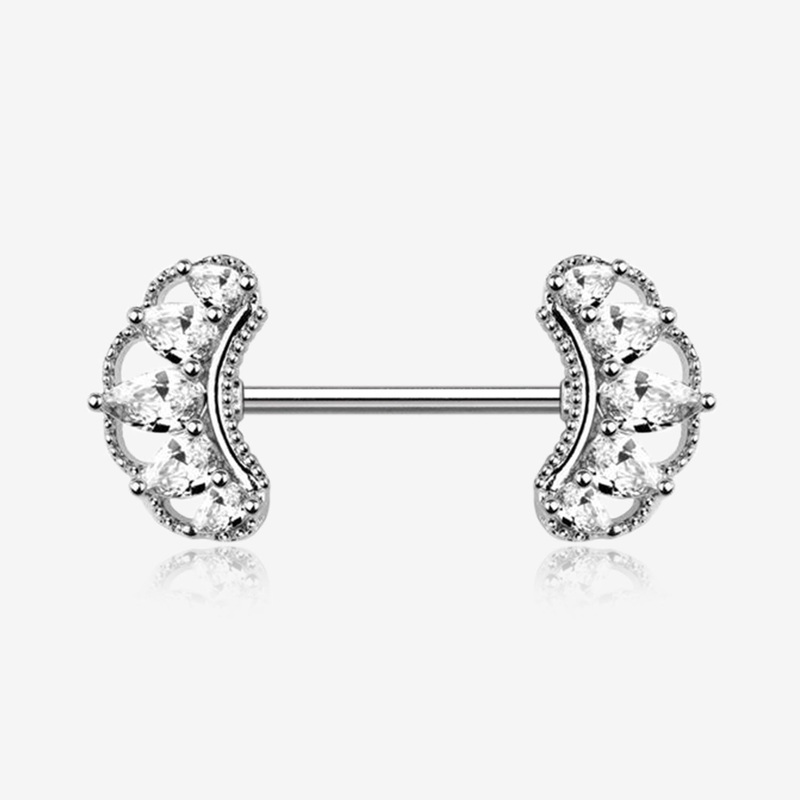A Pair of Bohemian Arc Elegance Sparkle Nipple Barbell