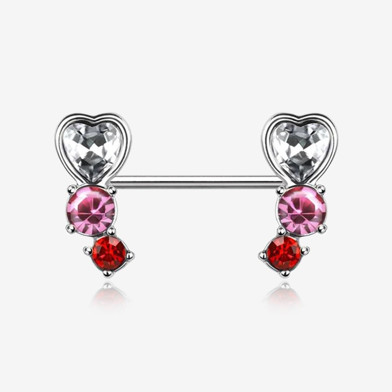 A Pair of Heart Sparkle Journey Ombre Nipple Barbell
