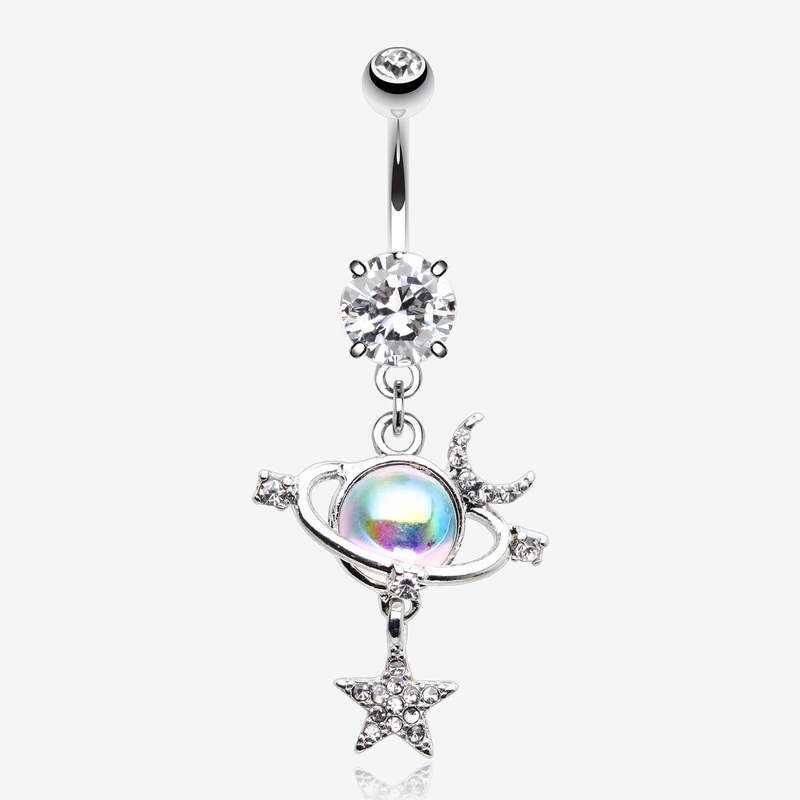 Aurora Celestial Sparkle Sun and Moon Orbit Belly Button Ring