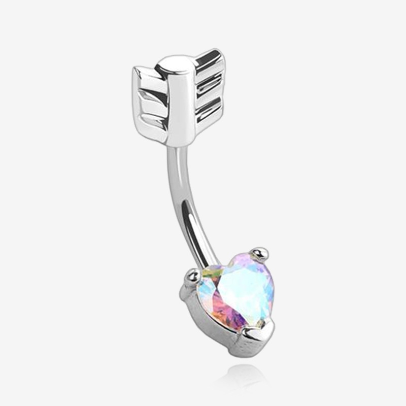 Cupid’s Arrow Heart Sparkle Belly Button Ring