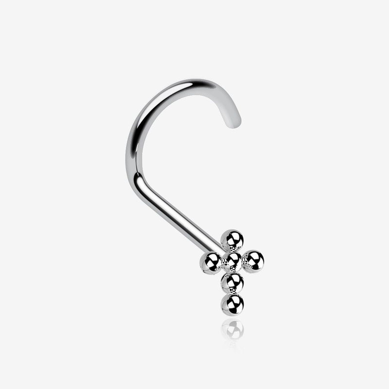 Implant Grade Titanium Beaded Cross Top Nose Screw Ring