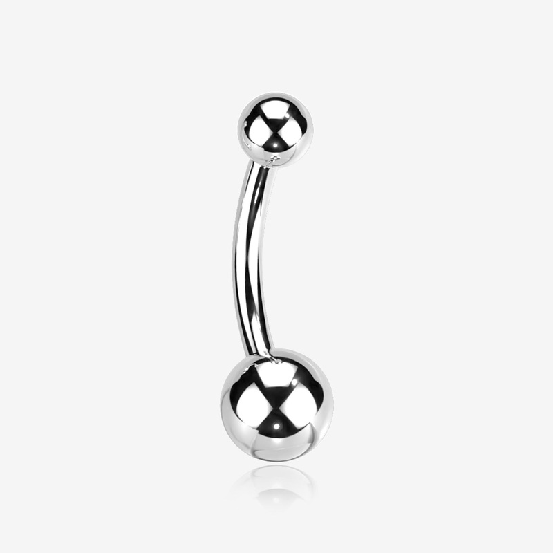 Implant Grade Titanium Internally Threaded Basic Belly Button Ring 14 GA (1.6mm), 3/8″ (10mm), Ball: 4x6mm