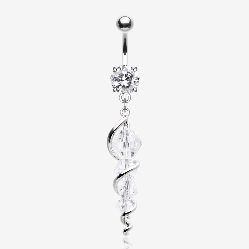 Swirly Sparkle Spiral Chandelier Belly Button Ring