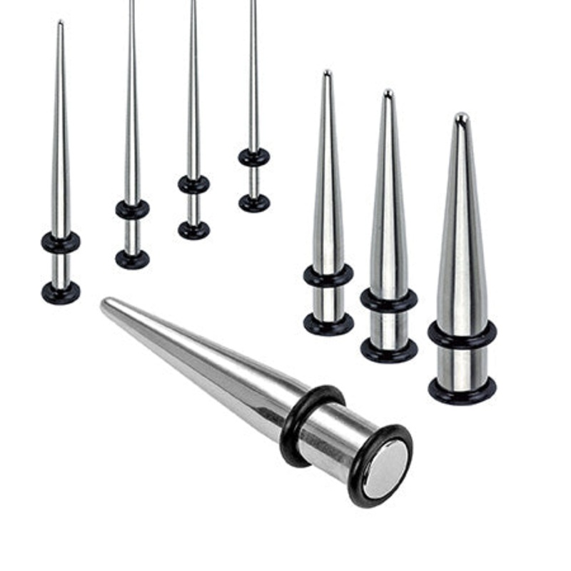4 to 00 GA Steel Taper with O-Rings Ear Stretching Kit