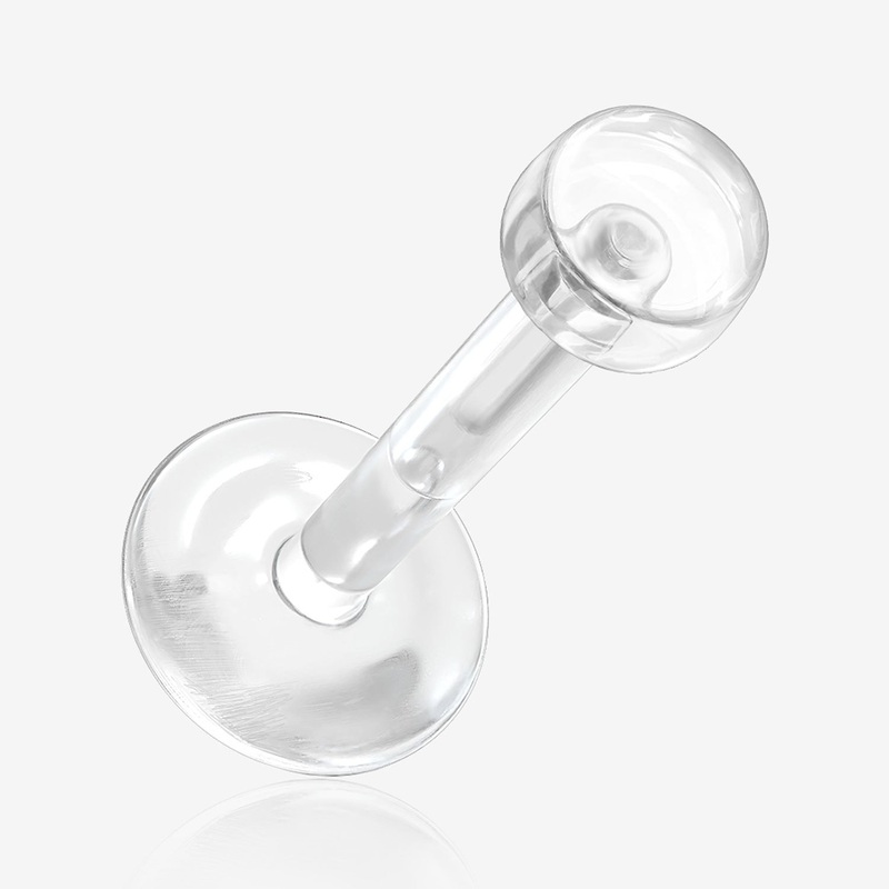 5 Pcs of Bio-Flexible Push-Fit Top Retainer Labret Flat Back Stud Package 16 GA (1.2mm), 1/4″ (6mm)