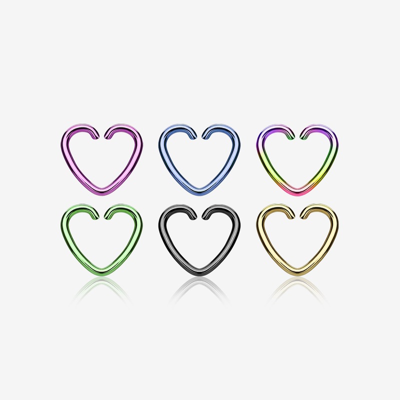 6 Pcs of Assorted Color Colorline Heart Bendable Hoop Ring Package
