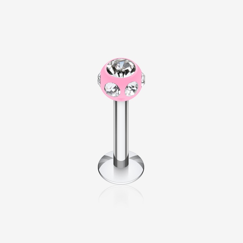 Aurora Gem UV Acrylic Ball Top Labret* 16 GA (1.2mm), 5/16″ (8mm), Ball: 3mm