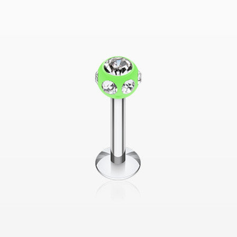Aurora Gem UV Acrylic Ball Top Labret* Green 14 GA (1.6mm), 5/16″ (8mm), Ball: 4mm
