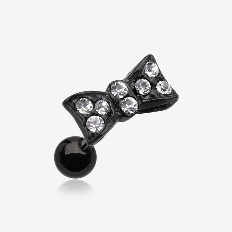 Blackline Flap Bow Tie Cartilage Earring*