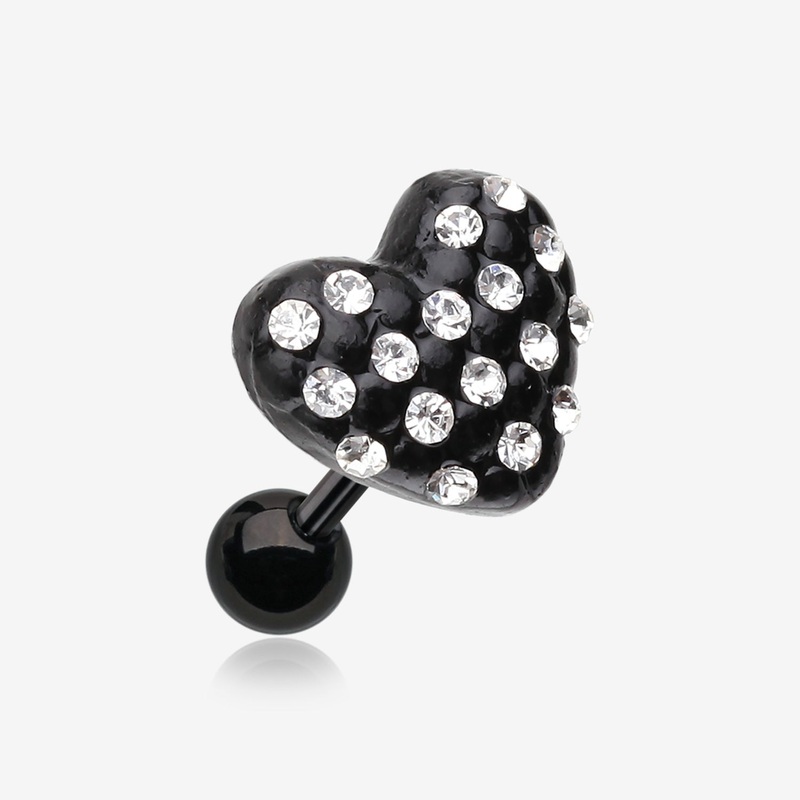 Blackline Heart Multi-Gem Cartilage Earring*