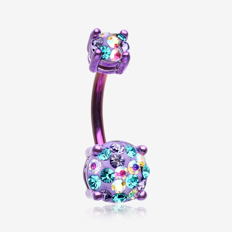 Colorline Motley Multi-Gem Sprinkle Sparkle Prong Set Belly Button Ring