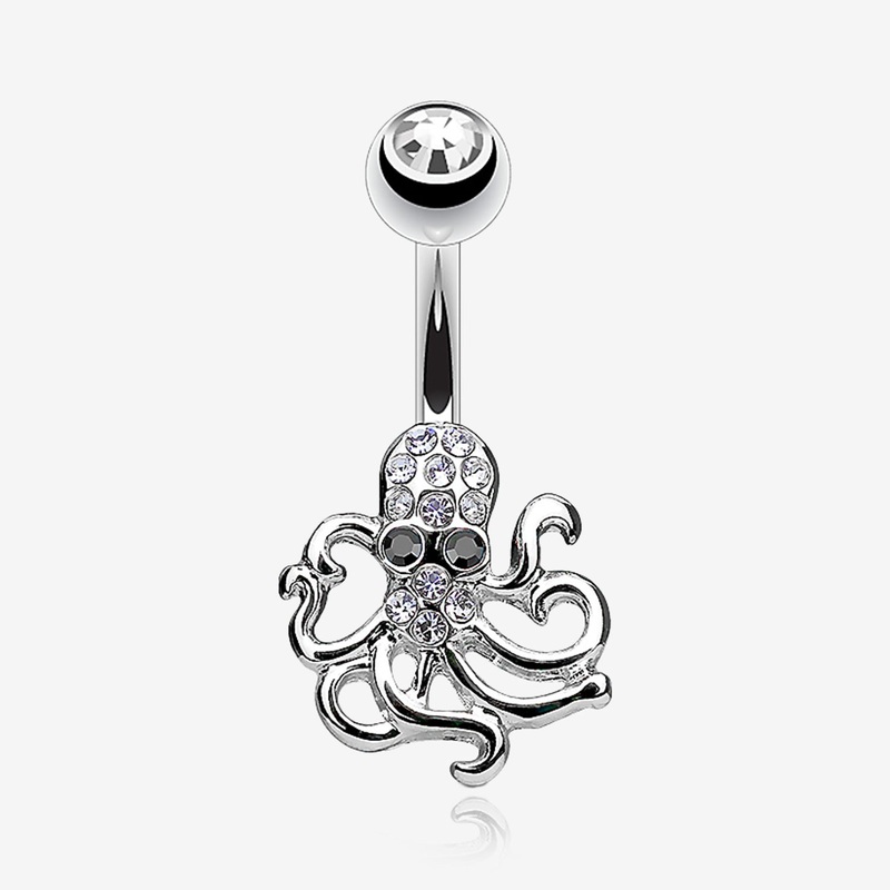 Evil Octopus Sparkle Belly Button Ring