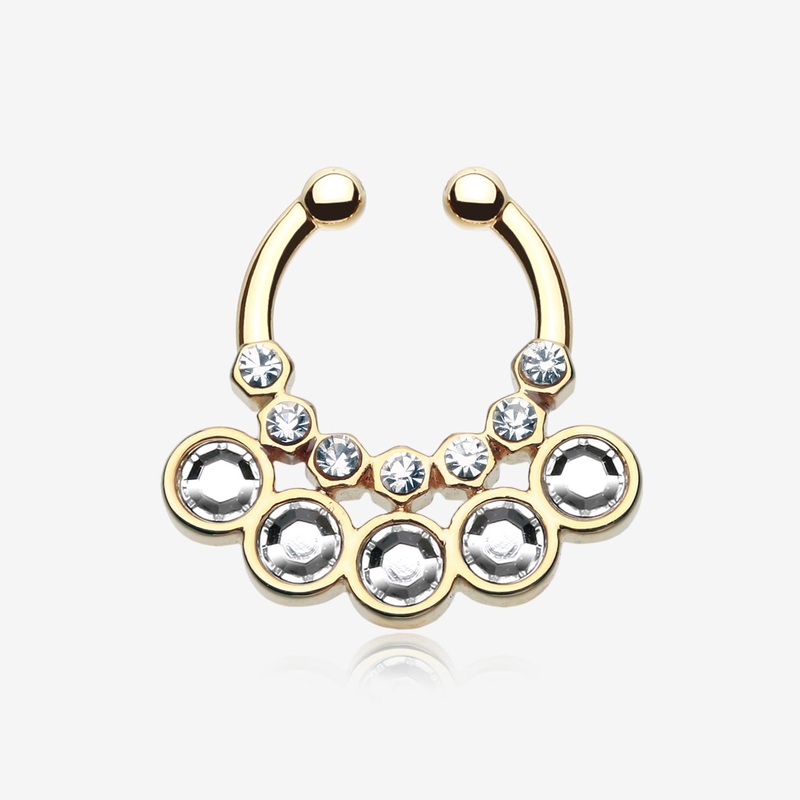Golden Aureole Gemina Sparkle Fake Septum Clip-On Ring*