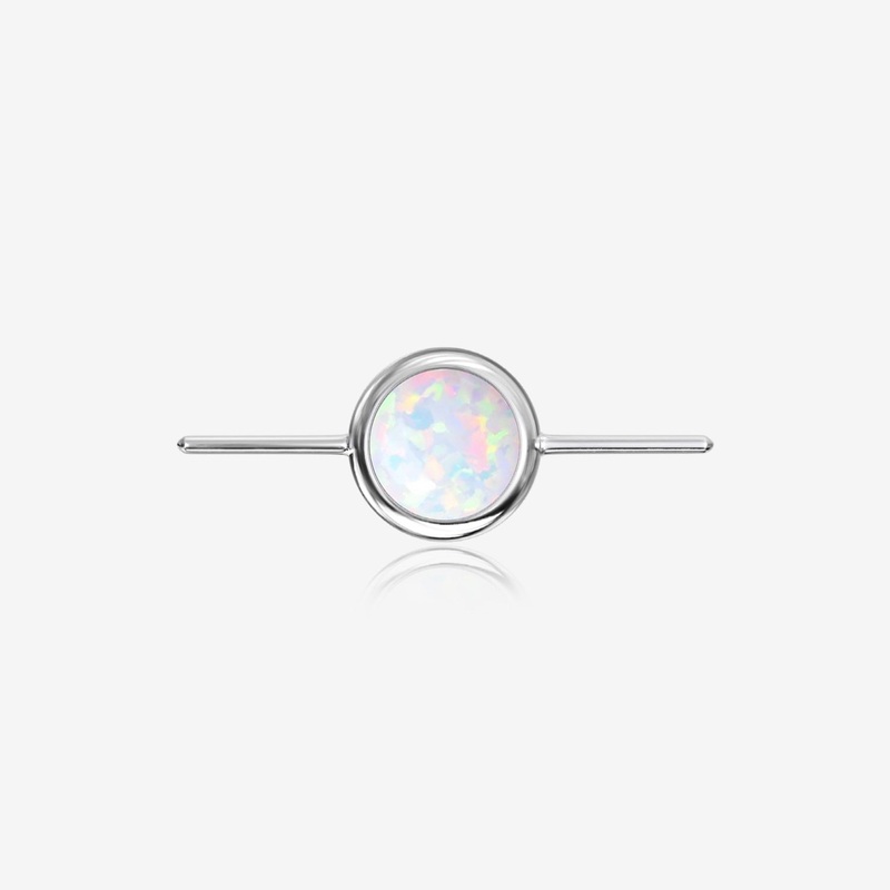 Implant Grade Titanium OneFit Threadless Bezel Set Fire Opal Connector Bridge Part 4mm