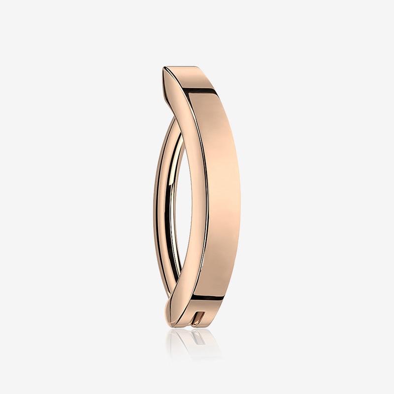 Implant Grade Titanium Rose Gold Minimalist Curved Bar Belly Clicker 14 GA (1.6mm), 3/8″ (10mm)