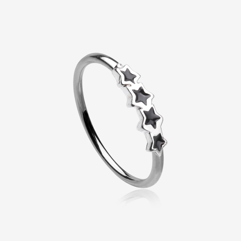 Black Stars Infinite Steel Bendable Hoop Ring 20 GA (0.8mm), 5/16″ (8mm)