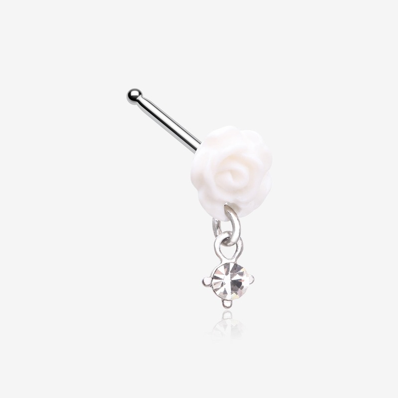 Blossom Rose Sparkle Dangle Nose Stud Ring