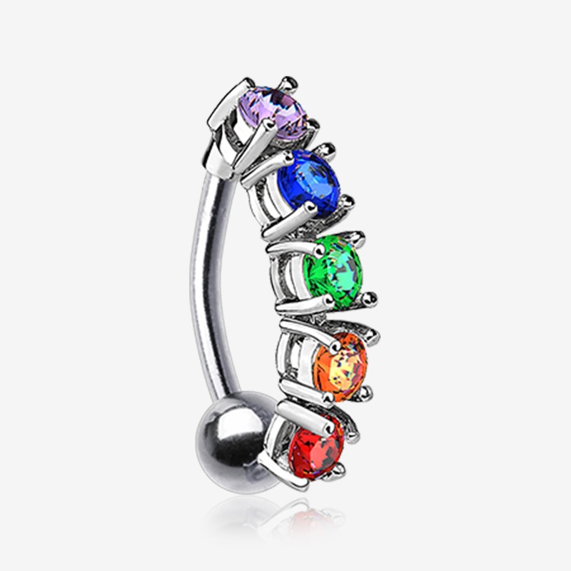 Classic Vertical Sparkles Reverse Belly Button Ring