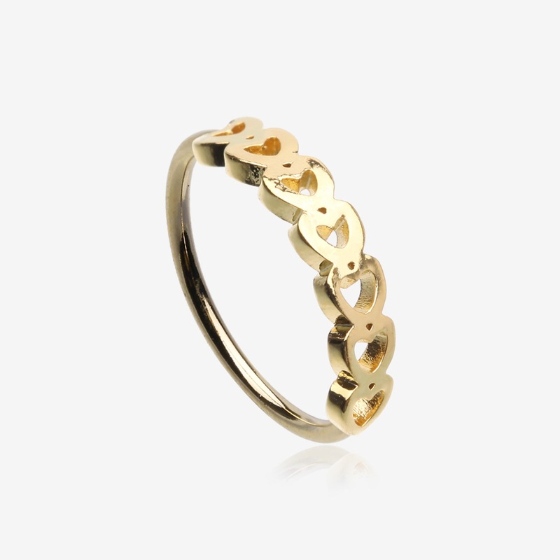 Golden Hollow Heart Infinite Steel Bendable Hoop Ring 20 GA (0.8mm), 5/16″ (8mm)