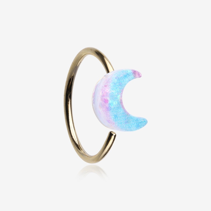 Golden Kawaii Pop Blurple Moon Glitter Bendable Hoop Ring 20 GA (0.8mm), 5/16″ (8mm)