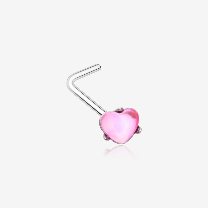 Heart Sparkle Gem L-Shaped Nose Ring