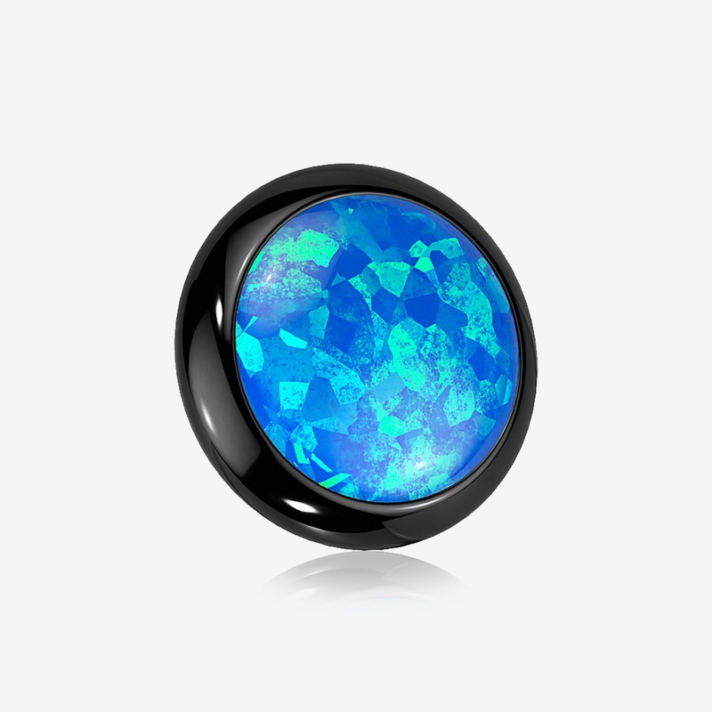 Implant Grade Titanium Blackline Internally Threaded Bezel Set Round Fire Opal Part 16 GA (1.2mm), Top: 3mm