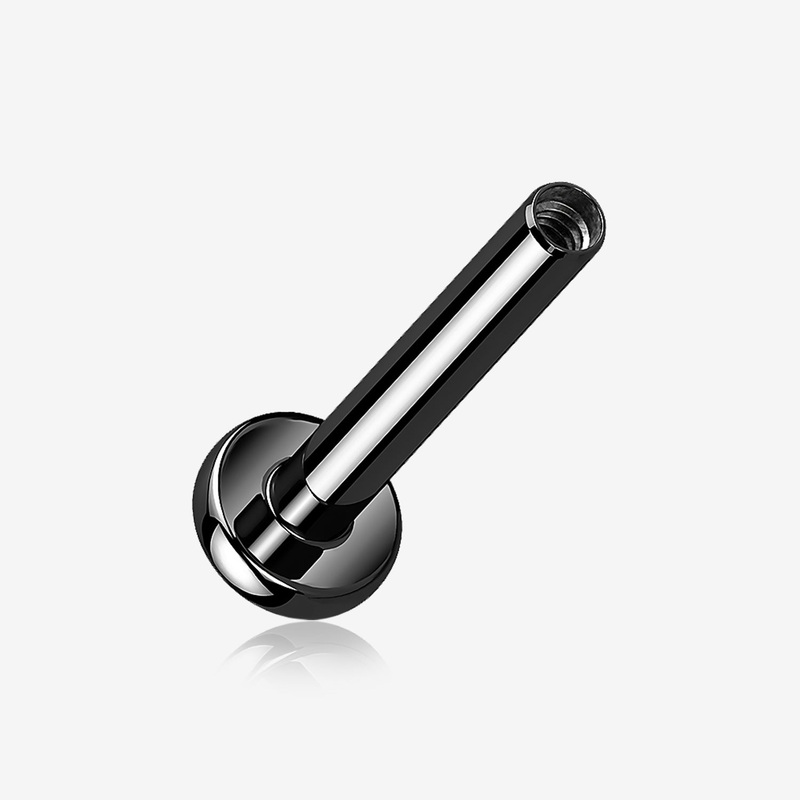 Implant Grade Titanium Blackline Internally Threaded Labret Stud Bar Part 16 GA (1.2mm), 1/4″ (6mm)