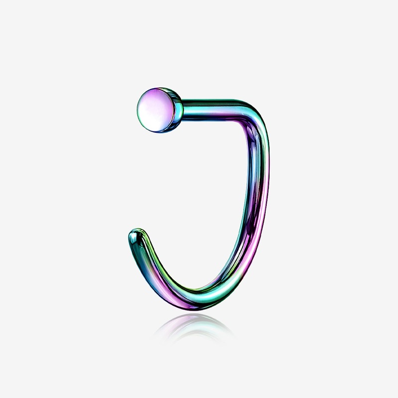 Implant Grade Titanium Colorline D-Shaped Flat Circle Top Nose Hoop 20 GA (0.8mm), 3/8″ (10mm)