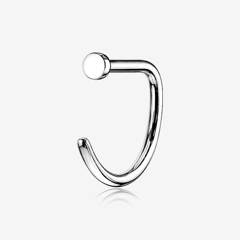 Implant Grade Titanium D-Shaped Flat Circle Top Nose Hoop 20 GA (0.8mm), 5/16″ (8mm)