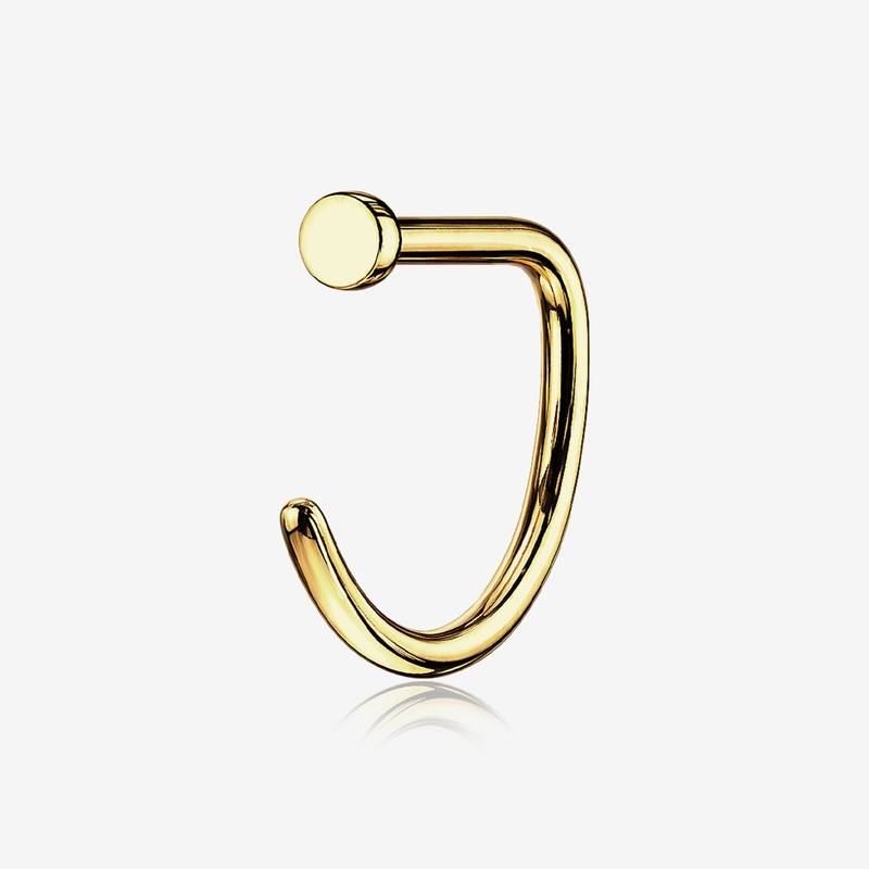 Implant Grade Titanium Golden D-Shaped Flat Circle Top Nose Hoop 20 GA (0.8mm), 5/16″ (8mm)