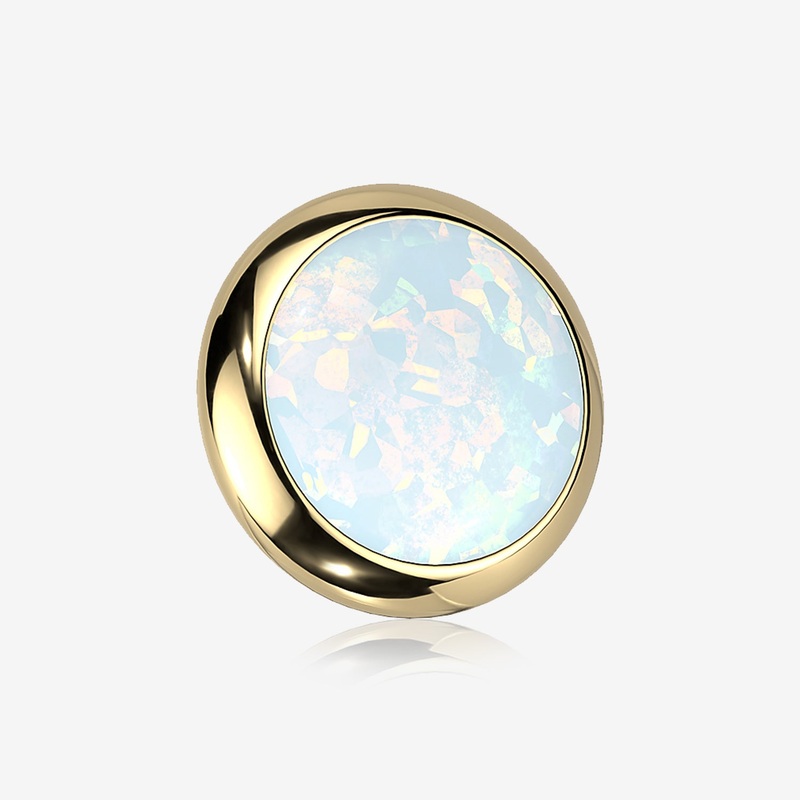 Implant Grade Titanium Golden Internally Threaded Bezel Set Round Fire Opal Part 16 GA (1.2mm), Top: 3mm