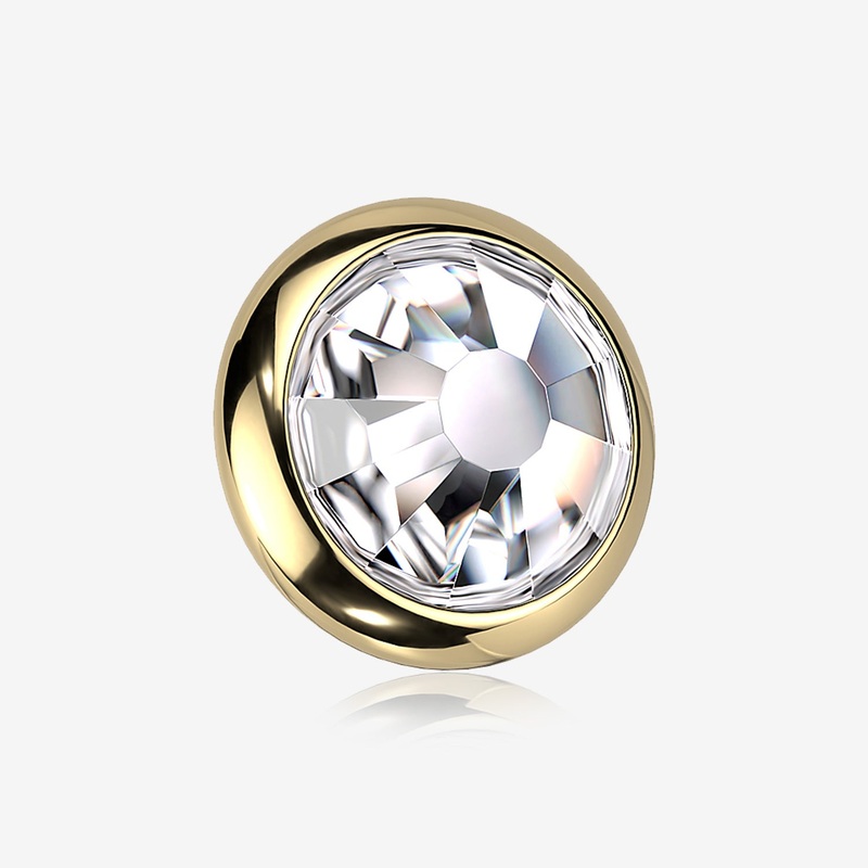 Implant Grade Titanium Golden Internally Threaded Bezel Set Round Gem Part 16 GA (1.2mm), Top: 3mm