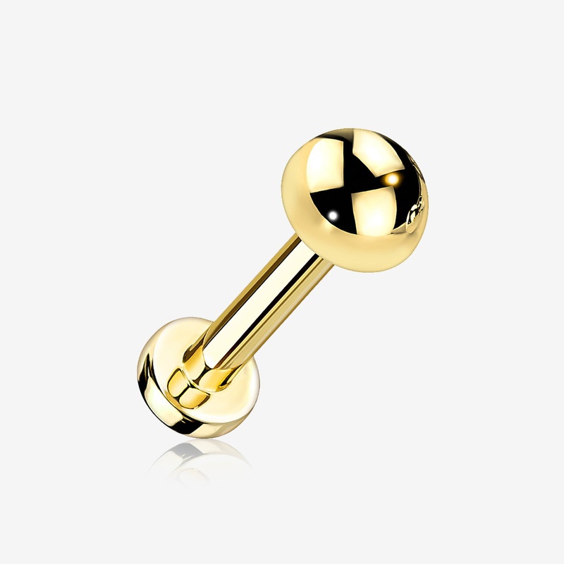 Implant Grade Titanium Golden Internally Threaded Dome Top Labret 16 GA (1.2mm), 1/4″ (6mm), Top: 4mm
