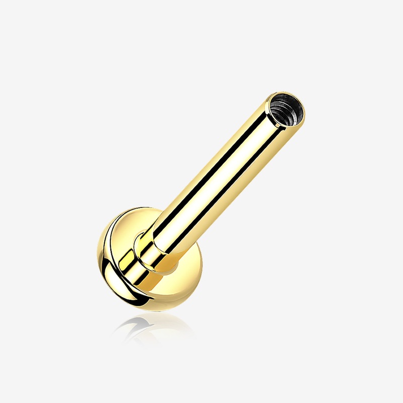 Implant Grade Titanium Golden Internally Threaded Labret Stud Bar Part 16 GA (1.2mm), 1/4″ (6mm)