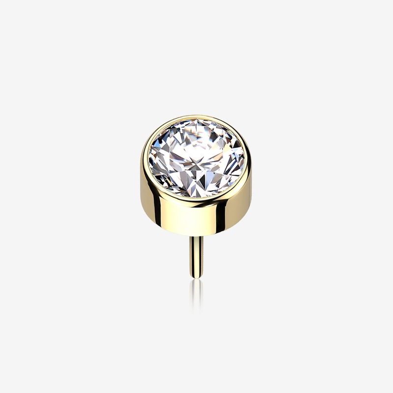 Implant Grade Titanium Golden OneFit Threadless Bezel Round Gem Sparkle Top Part 3mm