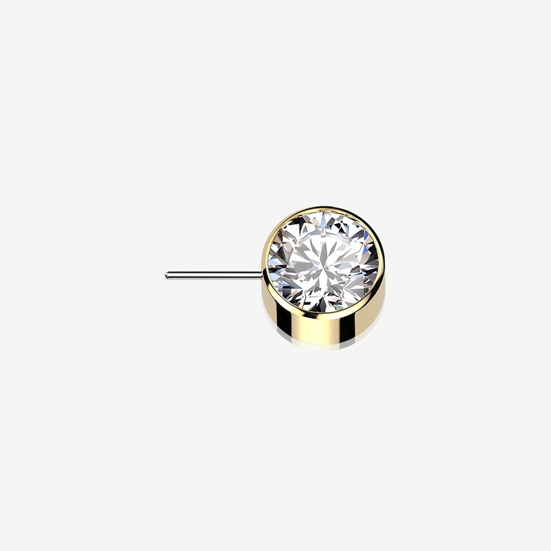 Implant Grade Titanium Golden OneFit Threadless Bezel Set Sparkle Front Facing Part 5mm