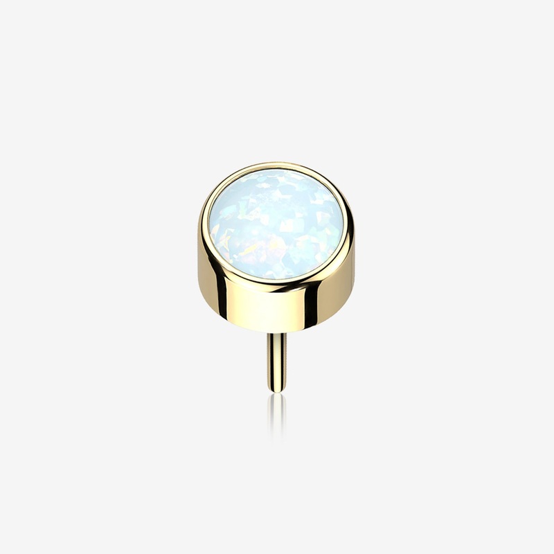 Implant Grade Titanium OneFit Threadless Bezel Round Fire Opal Sparkle Top Part 3mm