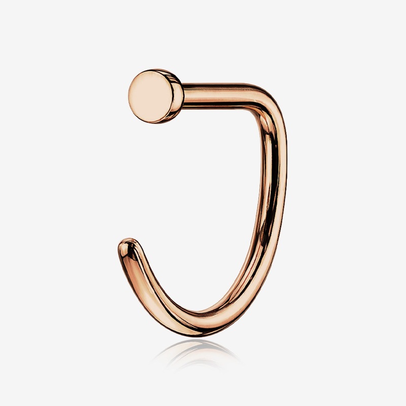 Implant Grade Titanium Rose Gold D-Shaped Flat Circle Top Nose Hoop 20 GA (0.8mm), 5/16″ (8mm)