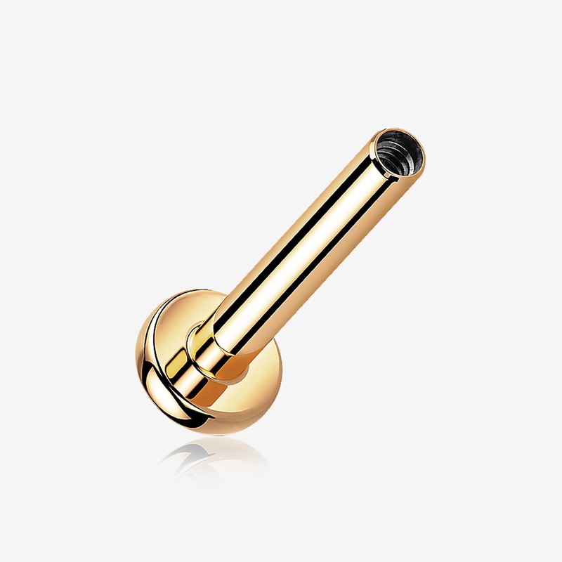 Implant Grade Titanium Rose Gold Internally Threaded Labret Stud Bar Part 16 GA (1.2mm), 1/4″ (6mm)