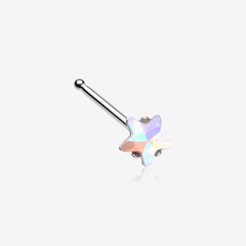 Iridescent Star Sparkle Gem Nose Stud Ring