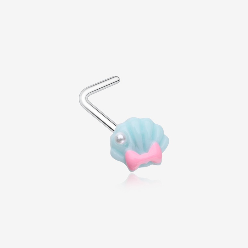 Kawaii Pop Pastel Ariel’s Shell with Bow-Tie L-Shaped Nose Ring