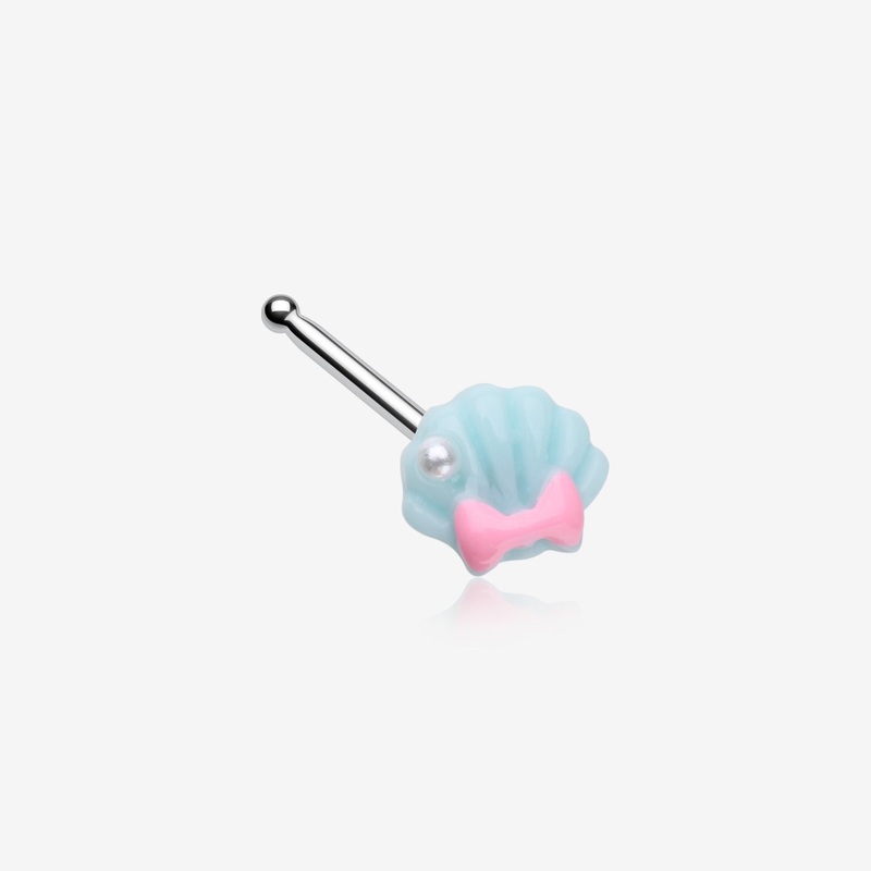 Kawaii Pop Pastel Ariel’s Shell with Bow-Tie Nose Stud Ring
