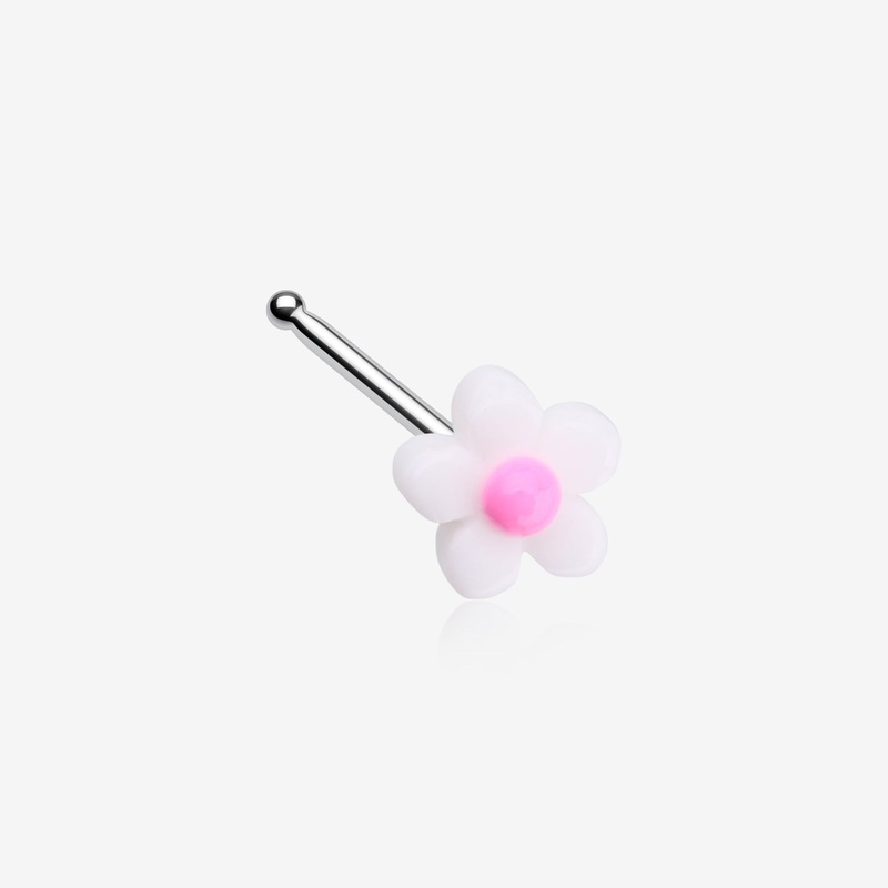Kawaii Pop White Pink Flower Nose Stud Ring
