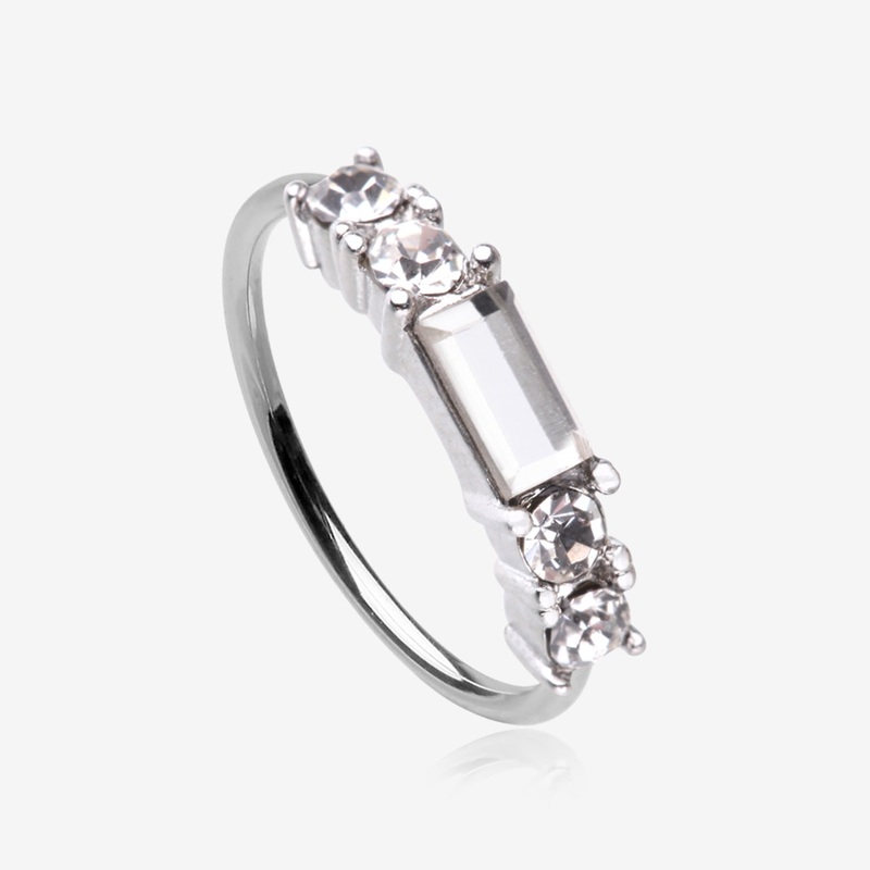 Sparkle Baguette Multi-Gem Bendable Hoop Ring 20 GA (0.8mm), 5/16″ (8mm)