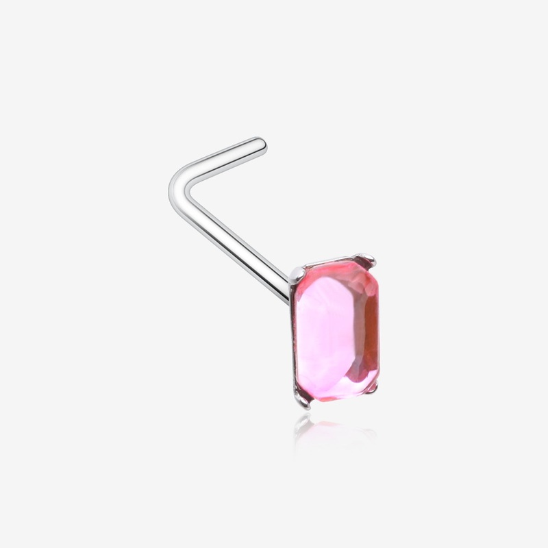 Sparkle Gem Cubic L-Shaped Nose Ring