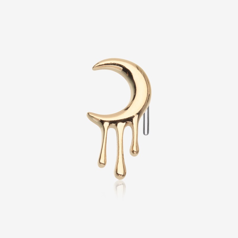 14 Karat Gold OneFit Threadless Dripping Crescent Moon Top Part